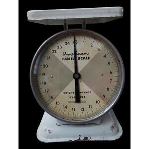 Vintage American Family Scale 25 Pounds - Rustic Farm - White